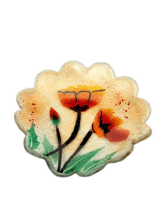 Kallisti Glass Platou Decorativ Rotundă Sticlă Portocaliu 1buc 15x15buc