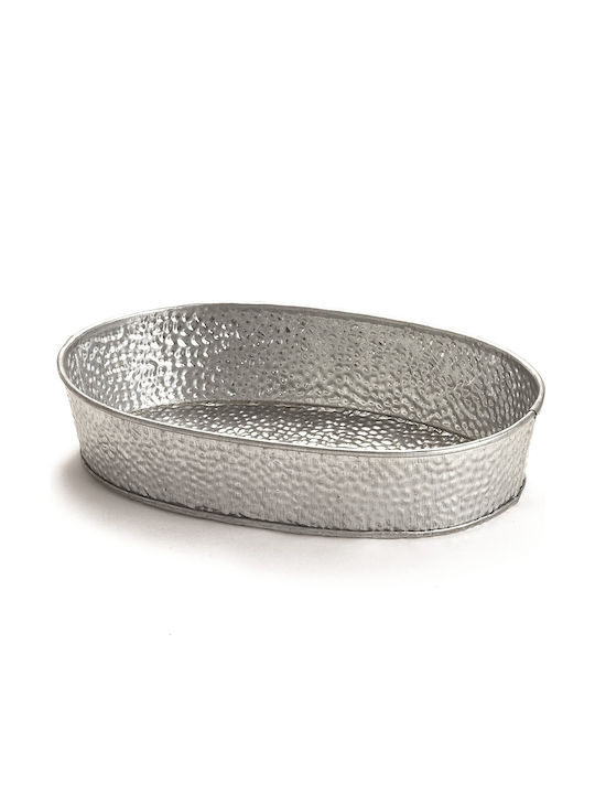 Tablecraft Oval Metallic Decorative Platter Silver 15x15cm