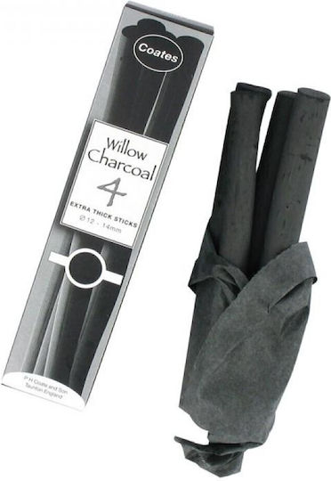 Coates English Willow Coates 4 Very Thick Coal Painting 4pcs