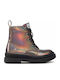 Leather Kids Boots with Zipper Silver