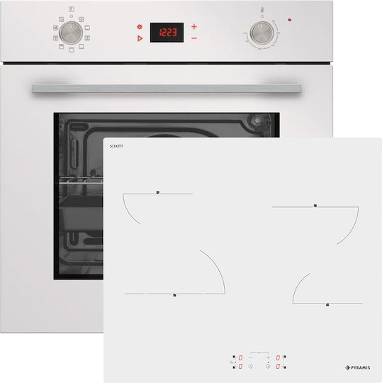 Pyramis 731065 PKLED + PHC61510FMW Φούρνος άνω Πάγκου 73lt με Κεραμικές Εστίες Π59.5εκ. Λευκός