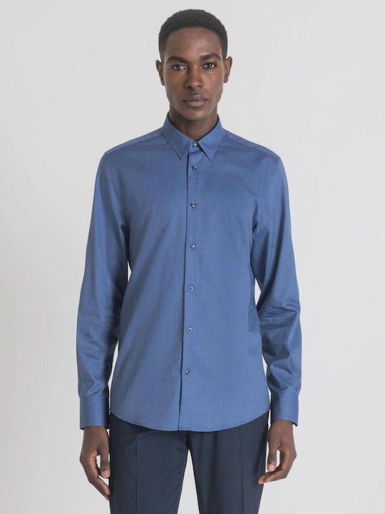 Antony Morato Men's Shirt Long Sleeve Cotton Blue