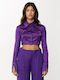 Women's Crop Top Long Sleeve Purple