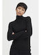 ICHI Ihmafa Rn Women's Long Sleeve Sweater Turtleneck Black