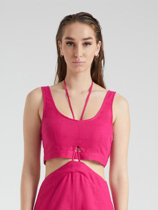 4tailors Damen Sommerliches Crop Top Ärmellos Rosa