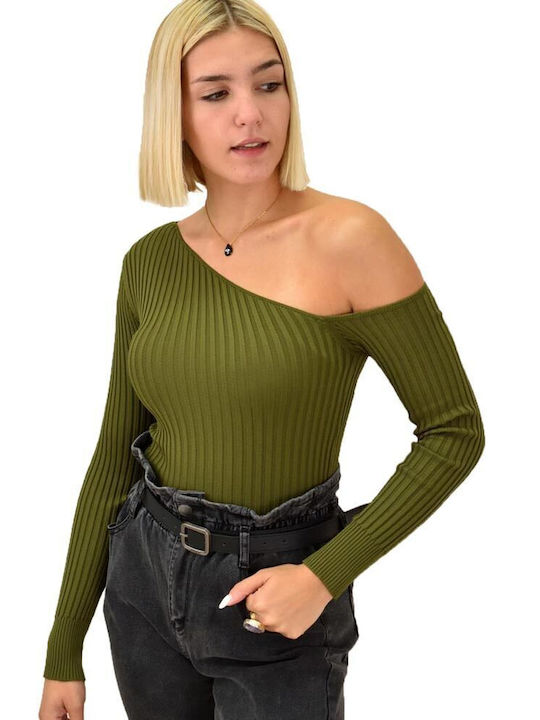 Potre Damen Langarm Pullover Khaki