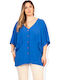 Damen Sommer Bluse Kurzärmelig Blau