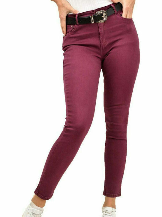 Mexx Women's Fabric Trousers in Slim Fit Burgundy