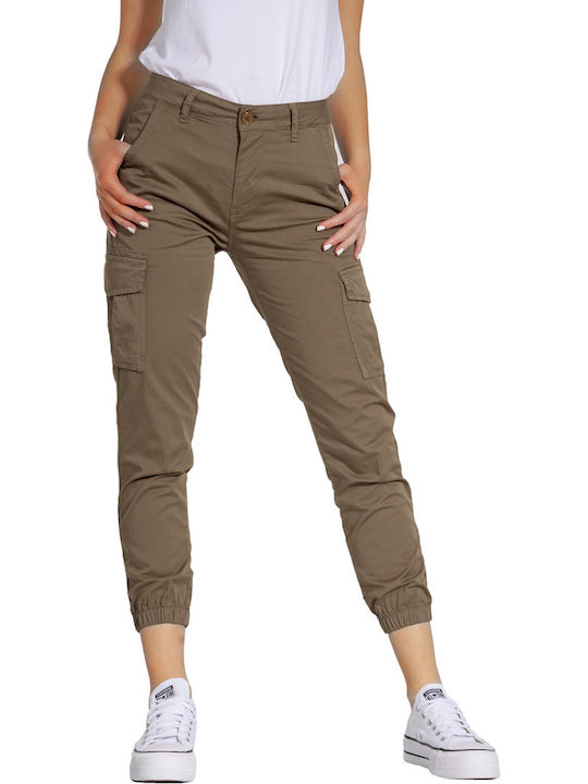 New Denim Femeiesc Tesatura Pantaloni Cargo Relaxed Fit Tabac maro