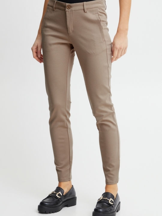 Fransa Mid Waist Women's Fabric Trousers Slim F...