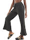Pants Dark Women's Fabric Trousers with Rubber Band Grey