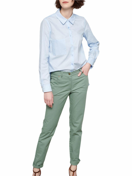 Women's Fabric Trousers Regular Fit Khaki