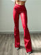 Damen Stoff Hose Schlaghose Rot