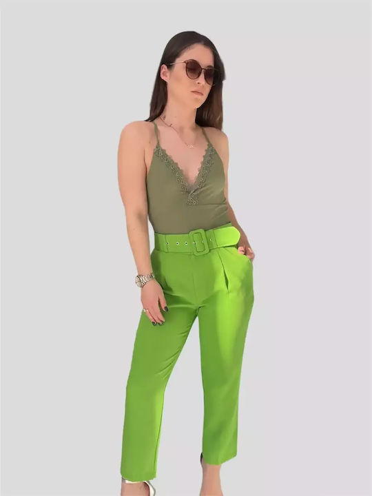 Sateen Femeiesc Tesatura Pantaloni Verde
