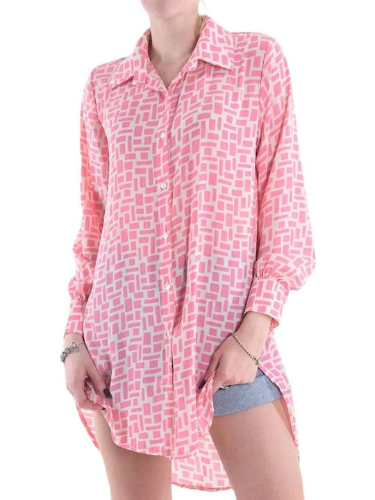 Remix Fantasia Geometrica Women's Long Sleeve Shirt Pink