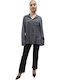 Langärmelig Damen Hemd Gray Monochrom