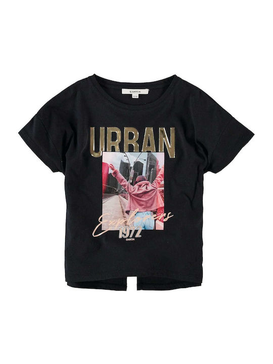 Garcia Jeans Kinder-T-Shirt Schwarz Ss