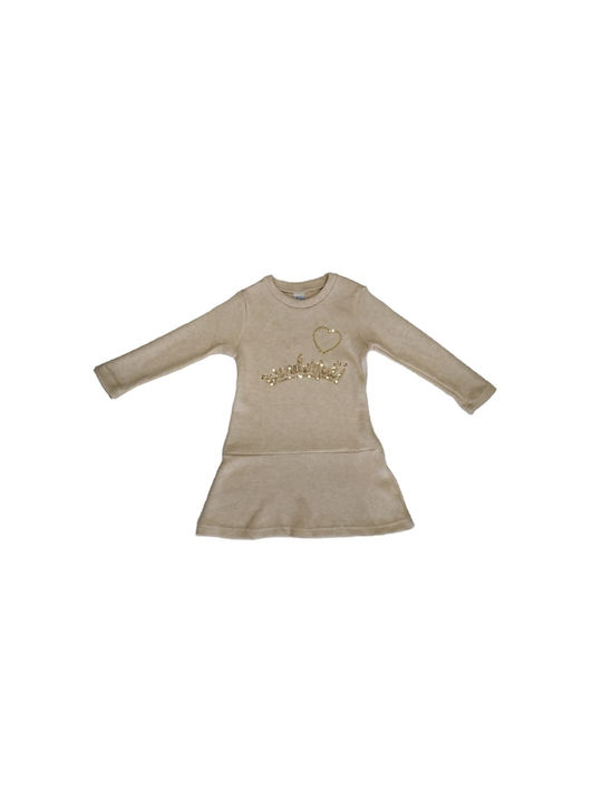 All Stars Kids Dress Long Sleeve Beige