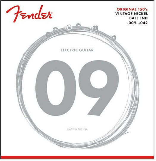 Fender 150 Guitar Single Pure Nickel Electric Guitar Strings 6 Pieces 9
