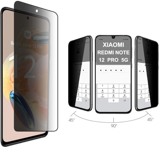 0.3mm Vollkleber Privatsphäre Vollflächig gehärtetes Glas Schwarz (Redmi Note 12 Pro)
