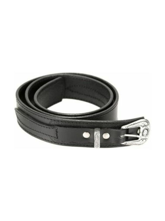 Wide Leather Women's Belt Black