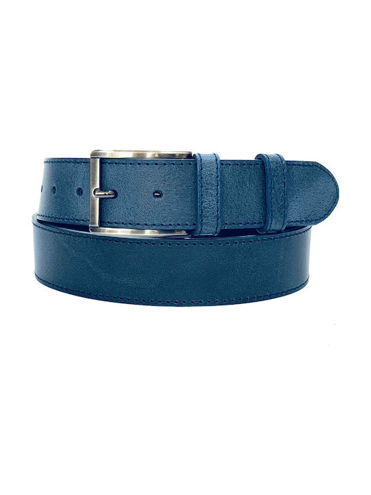 Women Weakness Men's Leather Wide Belt Blue