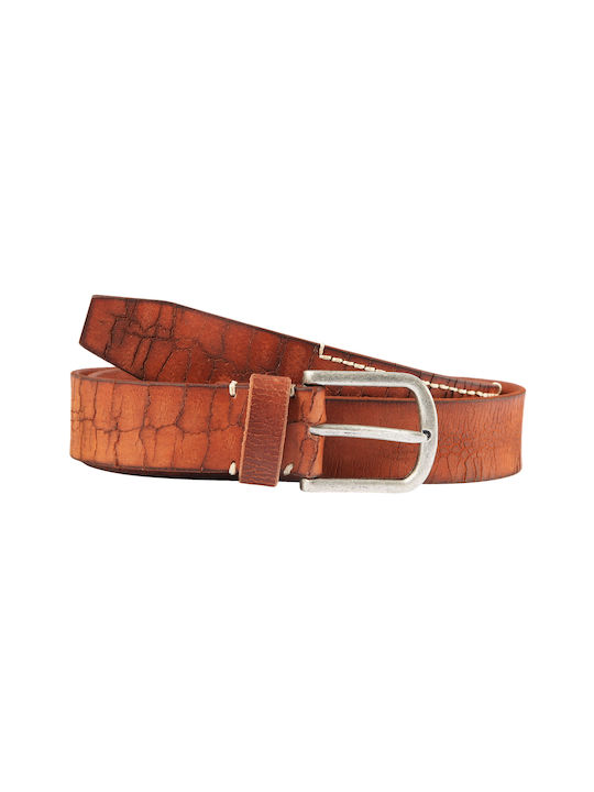 Men's Leather Wide Belt Tabac Brown