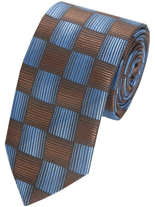 Epic Ties Ανδρική Γραβάτα Συνθετική με Σχέδια σε Καφέ Χρώμα