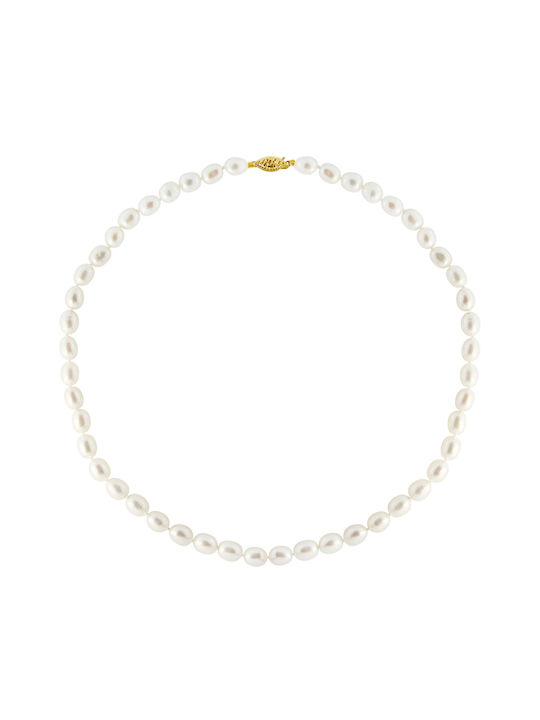 Necklace from White Gold 14K with Pearls