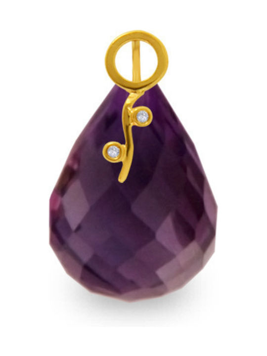 Margaritari Gold Stone Charm with Diamond and Zircon Purple