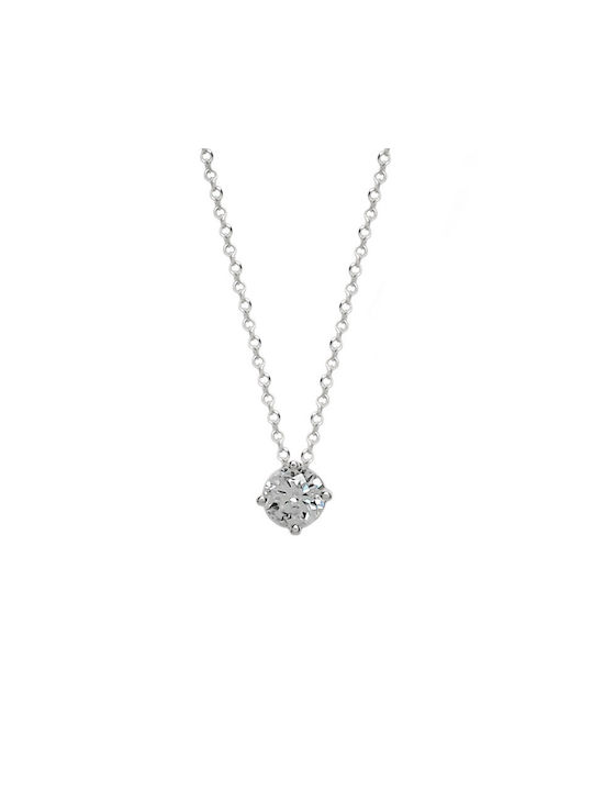 Necklace from White Gold 14K with Zircon