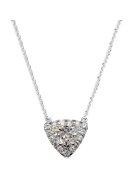 Necklace from White Gold 14K with Zircon
