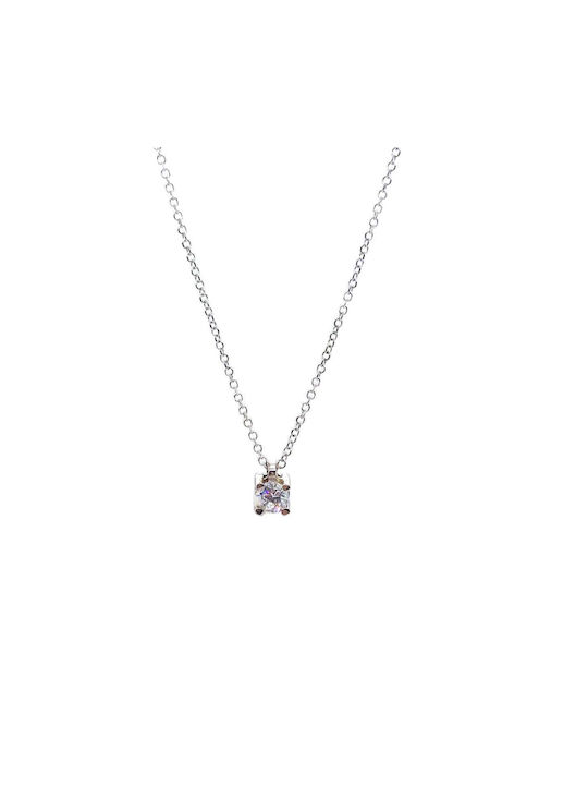 Necklace from White Gold 14K with Zircon