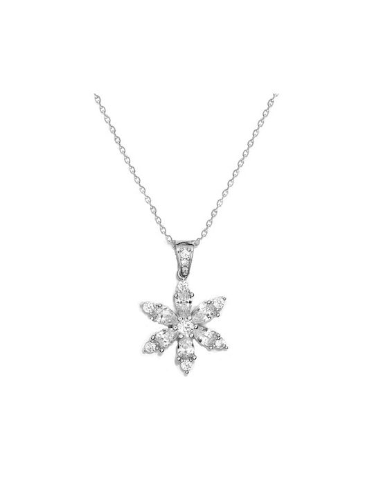 Halskette mit Design Blume aus Silber