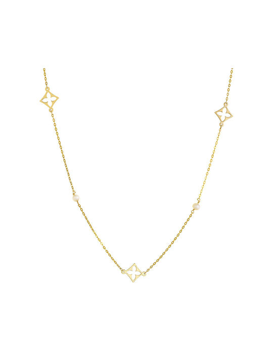 Necklace from Gold 14K with Pearls