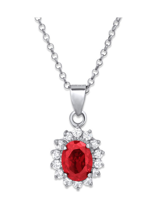 Goldjewels Halskette Rosette aus Silber Rote