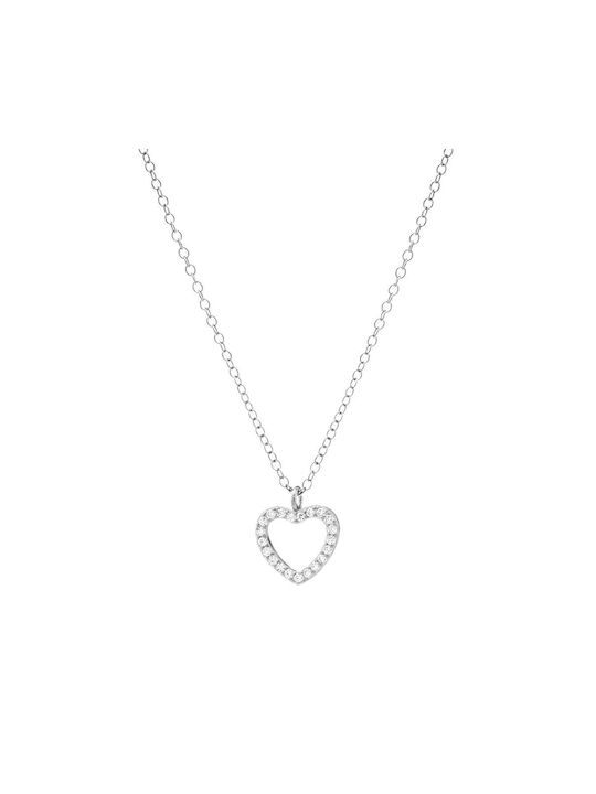 Necklace with design Heart from Silver with Zircon