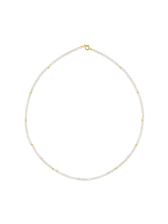 Necklace from White Gold 14K with Pearls