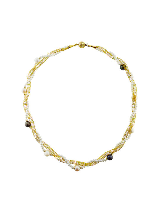 Halskette aus Weißgold 18k mit Perlen