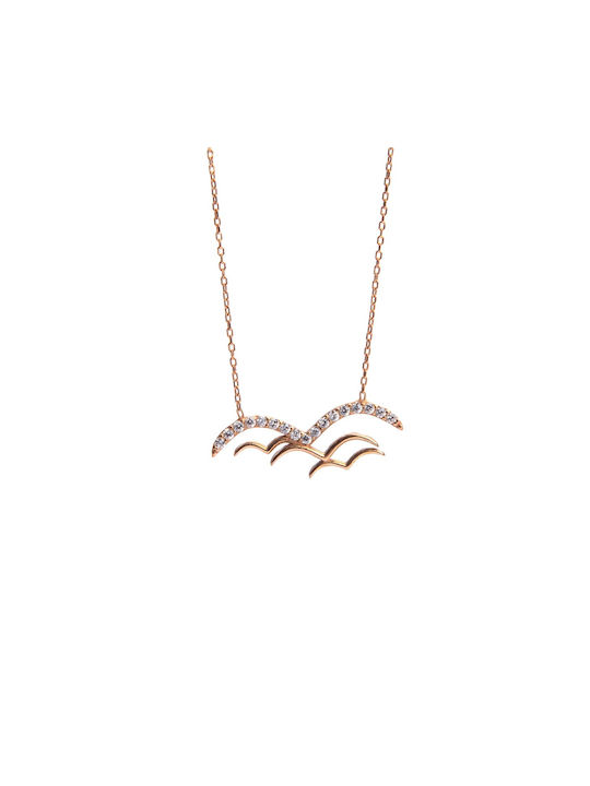 Necklace from Rose Gold 14K with Zircon