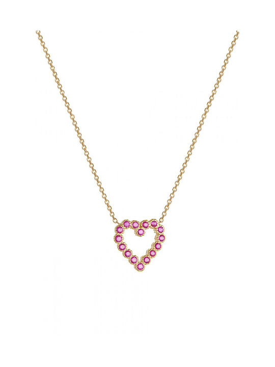 Kritsimis Halskette mit Design Herz aus Gold 9 K mit Zirkonia