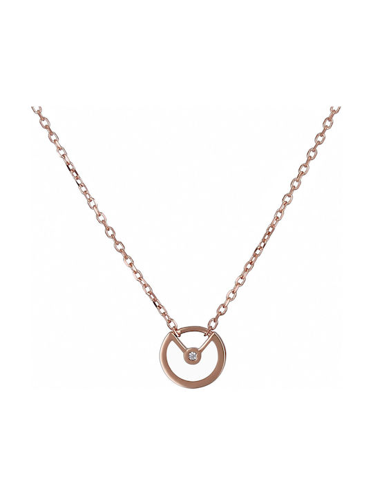Necklace Double from Rose Gold 9 K with Zircon