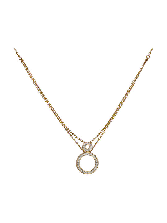 Necklace Double from Gold Plated Silver with Zircon