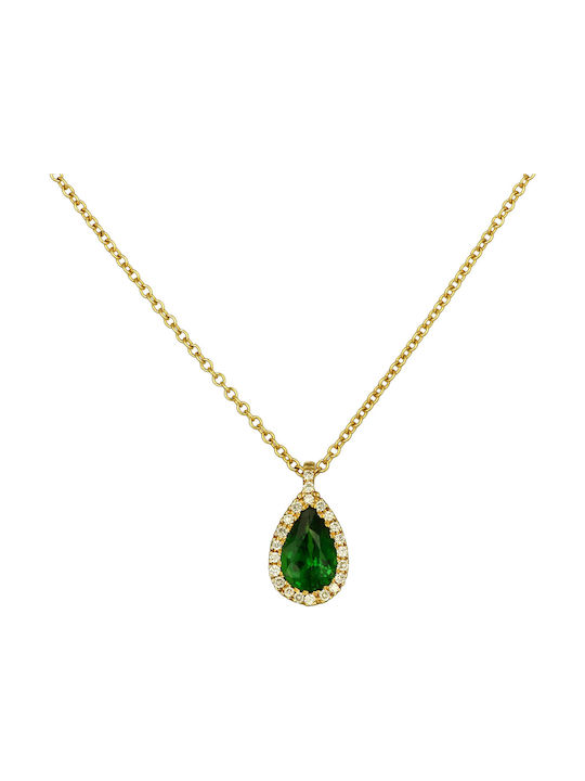 Necklace with design Tear from Gold 18k with Diamond