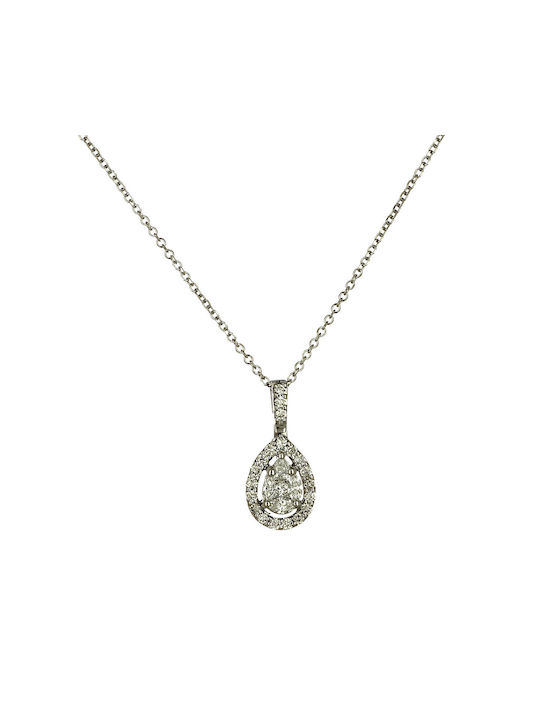 Necklace Rosette from White Gold 18k with Diamond