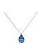 Necklace with design Tear from White Gold 14K with Zircon