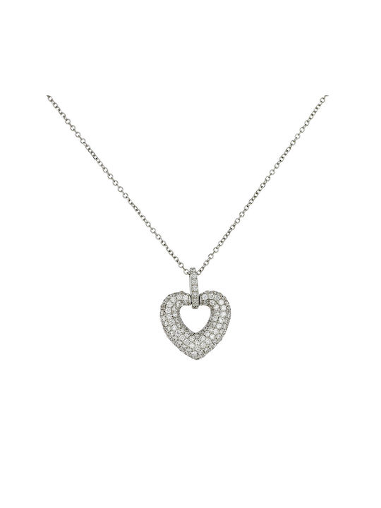 Halskette mit Design Herz aus Weißgold 18k mit Diamant