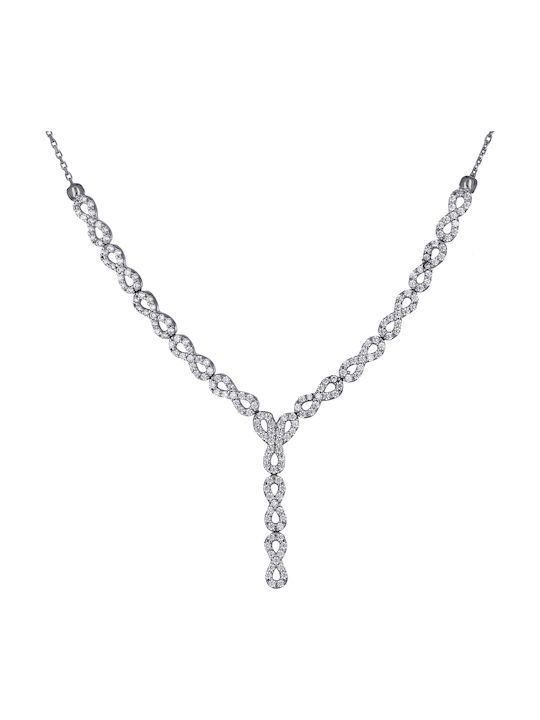 Necklace from White Gold 14K with Zircon