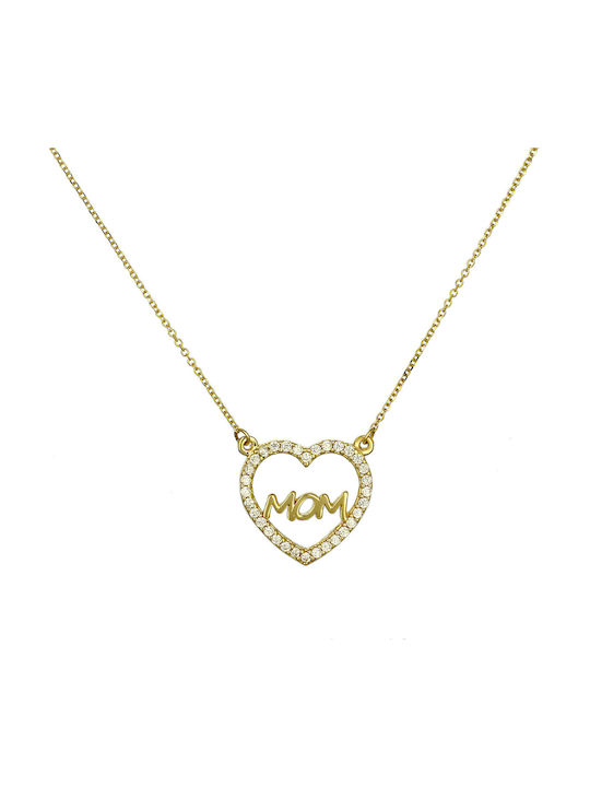 Necklace with design Heart Gold Plated with Zircon