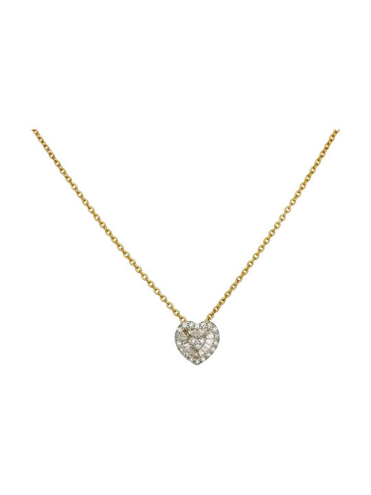 Halskette mit Design Herz aus Roségold 18k mit Diamant